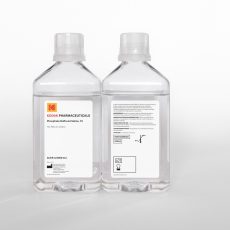Pharmaceuticals phosphate buffered saline bottles front back