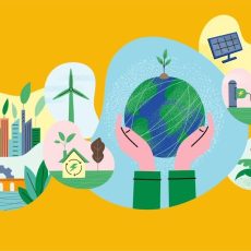 Sustainability illustration yellow
