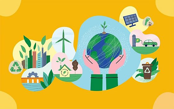 Sustainability illustration yellow