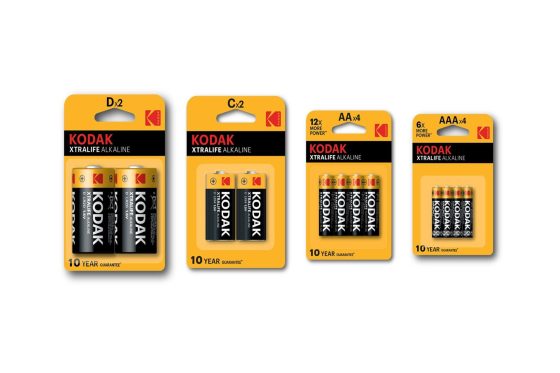 A set of four different xtralife alkaline batteries