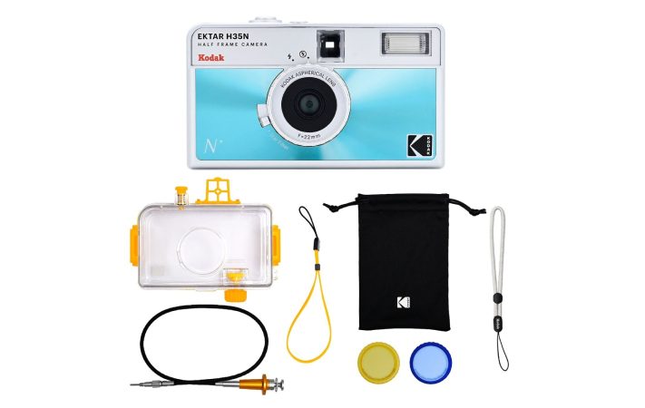 Kodak h35n half frame film camera premium kit blue