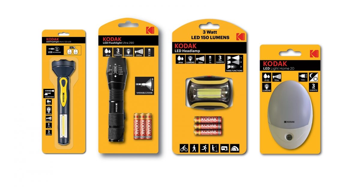Torch 9 Lifetime LED Kodak Flashlight With Batteries Ultra Bright Portable Red for sale online